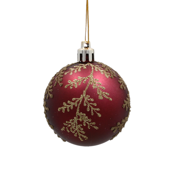 SET OF 8 CHRISTMAS BAUBLES RED 6 CM
