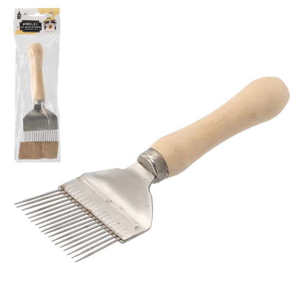 HONEY UNCAPPING FORK WITH WOODEN HANDLE 20 x 6.5 CM
