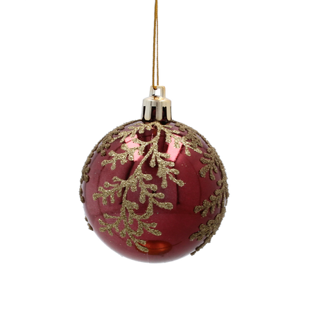 SET OF 8 CHRISTMAS BAUBLES RED 6 CM