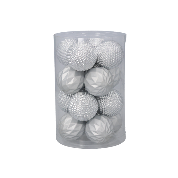 KPL. 16 BOMBEK 4 CM ROȘU/URELAT/ARGINTIE MIX DE MODELE TUBĂ *7511