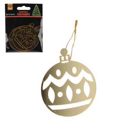 SADA 3 VÁNOČNÍCH OZDOB - ZLATÁ BAUBLE 8 x 6 CM balení=48ks *0788