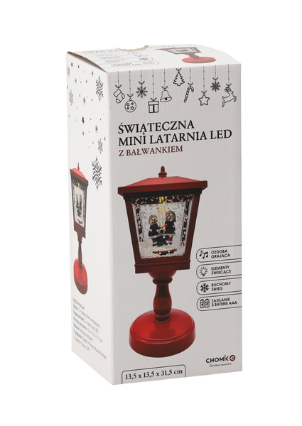 VÁNOČNÍ MINI LANTERN 13,5 X 13,5 X 31,5 CM S LED REFLEKTOROM - ČERVENÁ *3535
