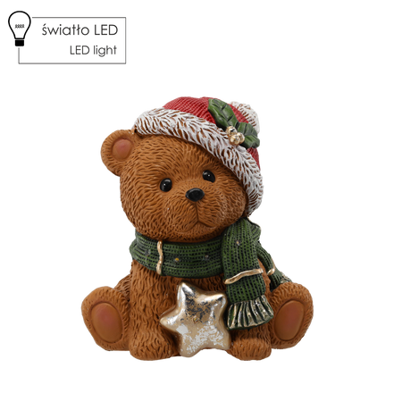 FIGURKA BOŽONAR. - MEDVÍDKA S HVIEZDOU 28,5 X 22 X 30 CM LED *1049