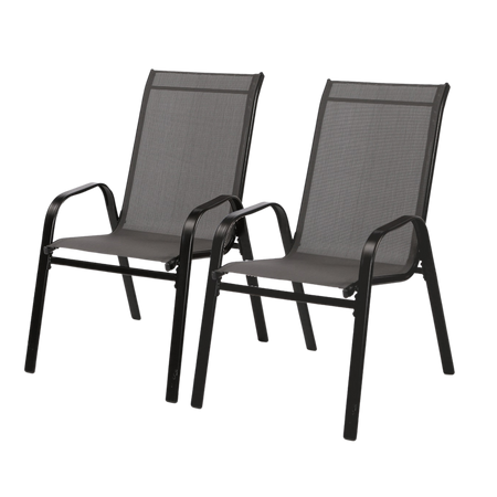 SET OF 2 PCS STEEL KD CHAIR GREY 54 x 70 x 92 CM