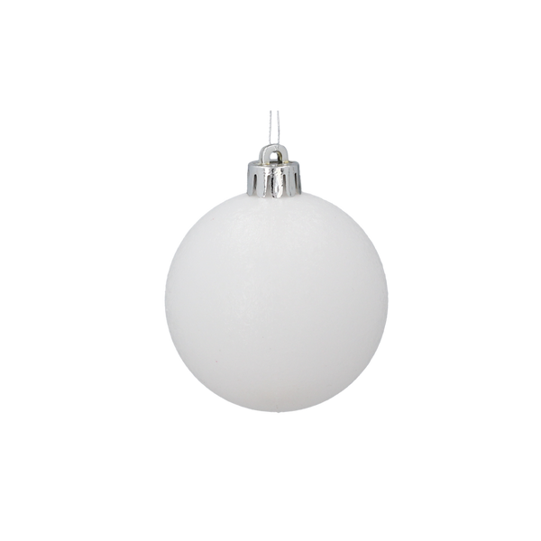 SET OF 9 BAUBLES 6 CM WHITE