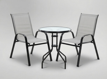 BALCONY FURNITURE SET - 2 CHAIRS + TABLE - GREY *5901