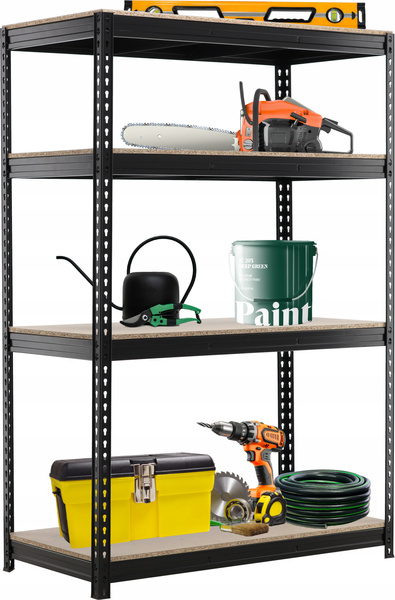 REGAŁ 4-POZIOMOWY 180 X 120 X 60 CM CZARNY UDŹWIG PÓŁKI: 500 KG PRO *0667