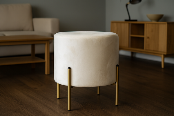 PUFA OKRĄGŁA NA NÓŻKACH 35 x 40 CM BEŻOWA *3901