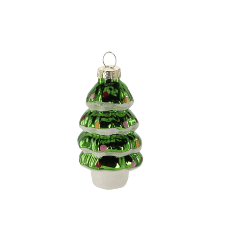 ORNAMENT DE CRĂCIUN DIN STICLĂ DE 8 CM - BRADĂ pachet=12buc *4044