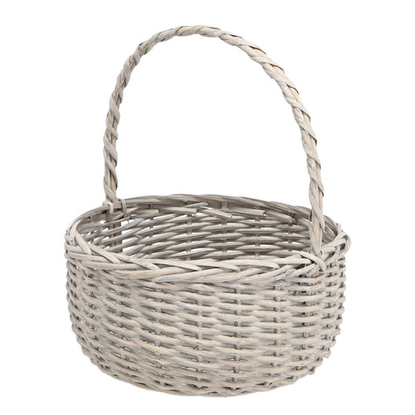 RATANOVÝ KOŠ 34 x 34 x 16/40 CM S RÚČKOU - ŠEDÝ *7046