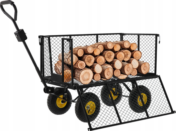 WÓZEK OGRODOWY DWUFUNKCYJNY XL - CZARNY Z PLANDEKĄ 