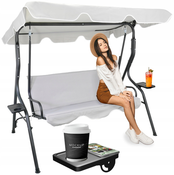 GARDEN SWING 170 X 110 X 153 CM GRAY WITHOUT ROOF WITH CUP HOLDERS