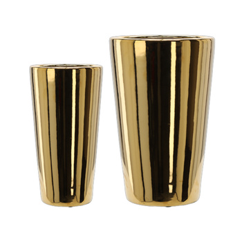 Set of 2 Ceramic Pot Covers 25.5, 32.5 cm - Gold