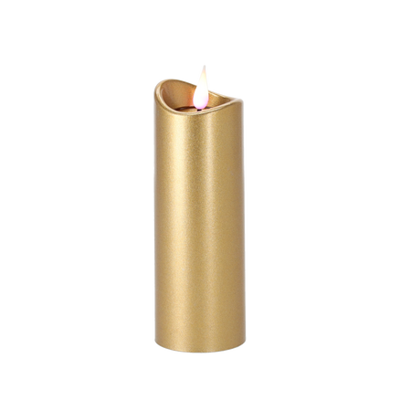 LED CANDLE 5CMX15CM WITH BATTERIES GOLD PINK FLAME*9655