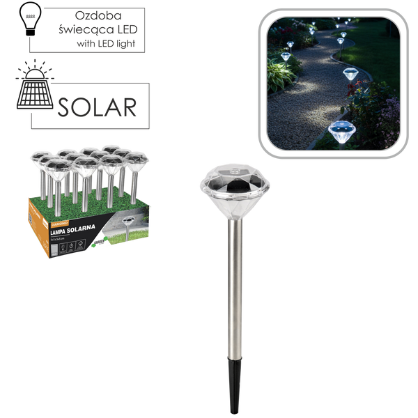 Solární lampa Diamond 8 x 8 x 34,5 CM disp.12 ks *0618