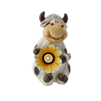 ZAHRADNÍ FIGURKA - KRÁVA S KVĚTINOU 19 x 22 x 23 CM LED *7270