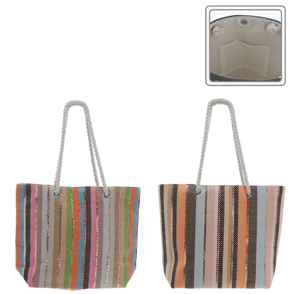 TORBA PLAŻOWA 48 x 36 CM WIELOKOLOROWE PASKI MIX KOLORÓW *4687
