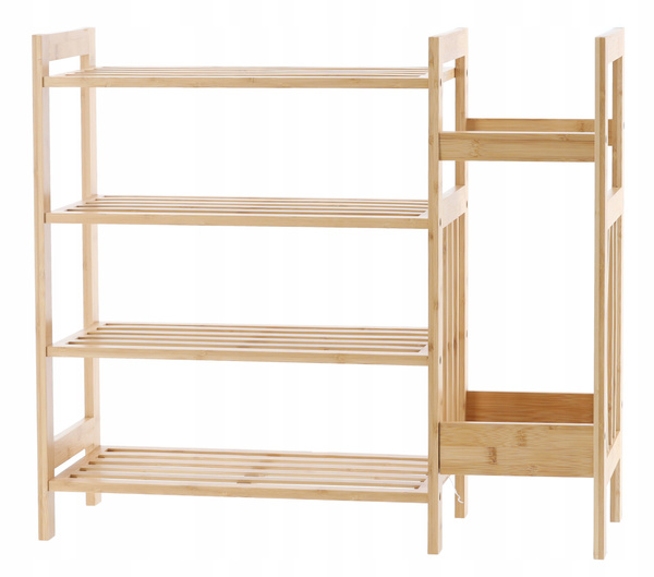 REGAŁ BAMBUSOWY 4-POZIOMOWY Z DODATKOWĄ PÓŁKĄ BOCZNĄ 73,5x28x66 CM *7001