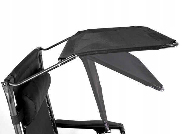 FOLDING GARDEN LOUNGER WITH STAND, POCKET, CANOPY AND HEADREST BLACK *9962