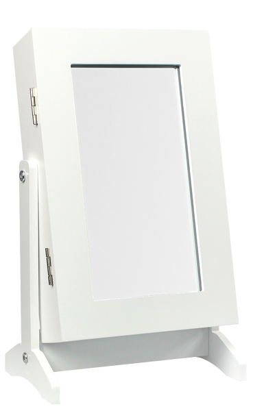 SZAFKA NA BIŻUTERIĘ Z LUSTREM BIAŁA 21 x 15 x 35 cm *5775