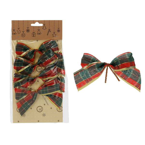 SET OF 4 CHRISTMAS BOWS 10 CM