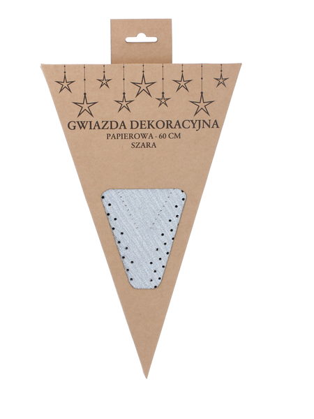 Stea decorativă din hârtie 60 cm gri ambalaj=12buc *2075