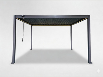 PERGOLA OGRODOWA ALUMINIOWA SZARA LED 3 x 4 x 2,5 M