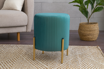 ROUND POUF WITH LEGS 28 X 42 CM GREEN