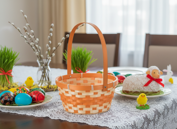 EASTER BASKET WITH MOVABLE HANDLE 21,5 x 11 CM MIX 2 COLORS