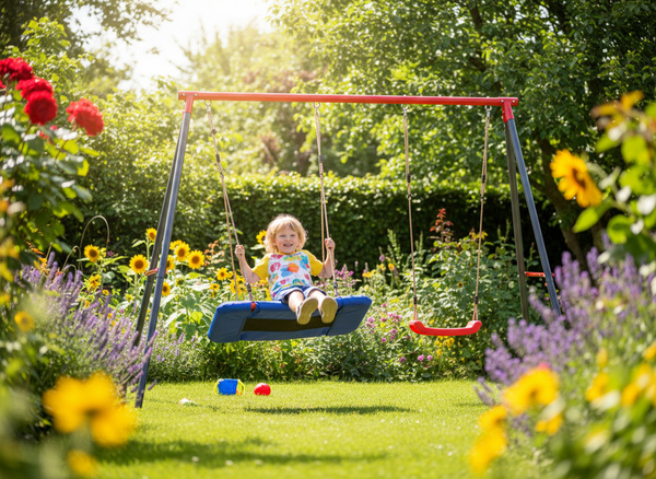 HUŚTAWKA OGRODOWA PODWÓJNA (METALOWY STELAŻ + HUŚTAWKA + BOCIANIE GNIAZDO) 290 x 180 x 200 CM