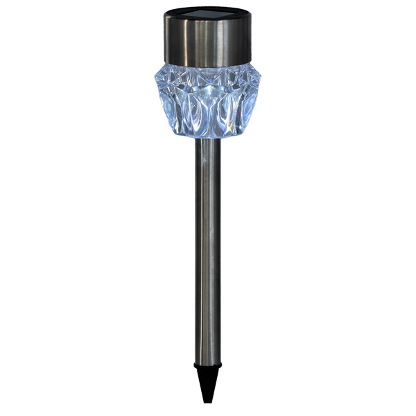 SOLÁRNA LAMPA INES 7 x 7 x 33,5 CM STRIEBORNÁ ZIMNÁ BIELA disp=12ks *4337