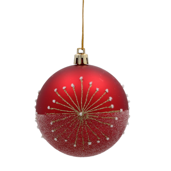 SET OF 6 CHRISTMAS BAUBLES RED 8 CM