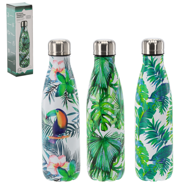 BUTELKA TERMICZNA NA WODĘ 500 ML TROPICO MIX WZORÓW *4643