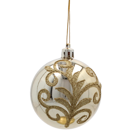 SET OF 6 CHRISTMAS BAUBLES GOLD 7 CM