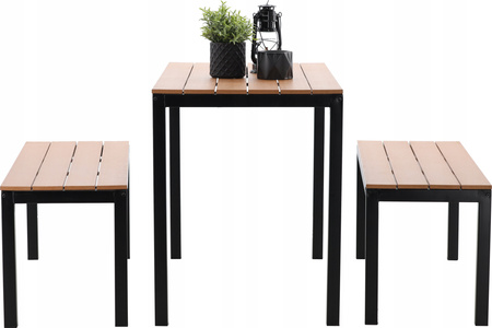 Súprava záhradného nábytku STOL 110 x 58.5 x 75.5 CM + 2 LAJKY 110 x 39 x 45 CM HNEDÁ *0858