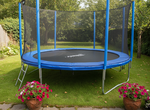TRAMPOLINA 10FT 312 CM Z DRABINKĄ I SIATKĄ ZABEZPIECZAJĄCĄ 