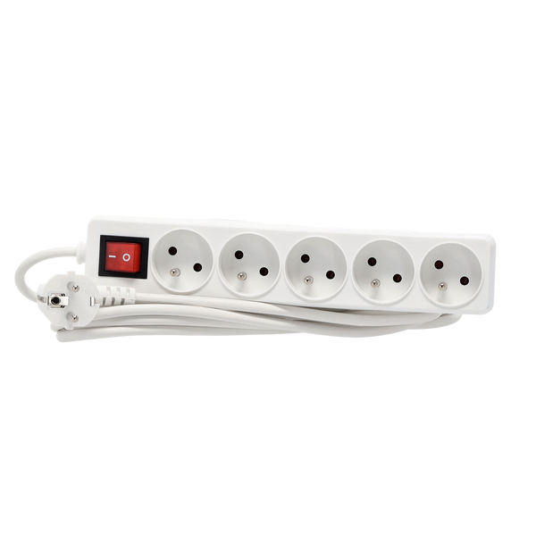 EXTENSION CORD POWER STRIP WITH SWITCH 5 SOCKETS 5 M WHITE
