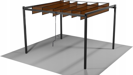 PERGOLA GARDEN WITH MOVABLE LOUVERS MADE OF POLYCARBONATE 3 X 3 M BROWN