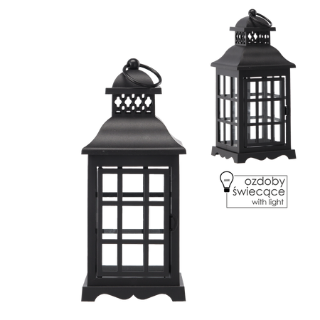 EMPTY LANTERN WITH DOORS GRID-BLACK*5725