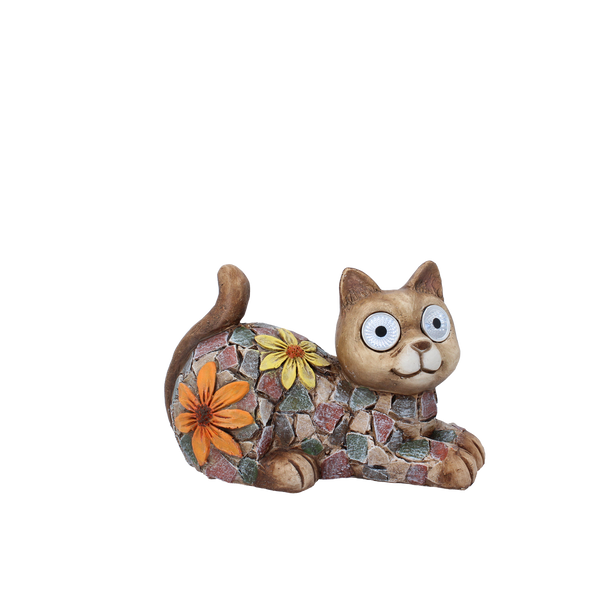 FIGURKA OGRODOWA - KOT ZE ŚWIECĄCYMI OCZAMI 21,5 x 13,7 x 14 CM LED opak=2szt *7959