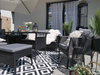GARDEN FURNITURE SET (SOFA, 2 CHAIRS, 2 POUFS, TABLE) - BLACK, CUSHIONS - GREY