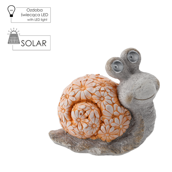 FIGURKA OGRODOWA - ŚLIMAK ZE ŚWIECĄCYMI OCZAMI 30,2 x 18,5 x 27,4 CM LED *7478
