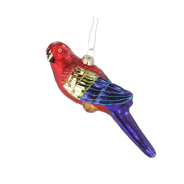 GLASS BAUBLE - MULTICOLOR PARROT 6,8 x 16,2 CM
