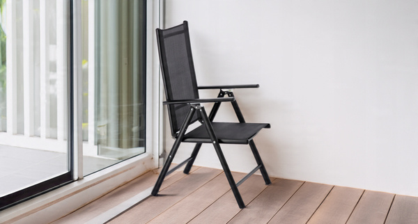 KRZESŁO OGRODOWE SKŁADANE ALUMINIUM 66 x 56 x 107 CM CZARNE