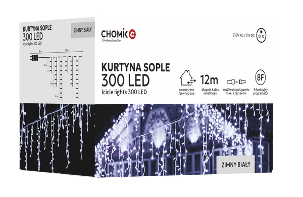 CORTINĂ ICICLE 300L ALB RECE LUNGIME 3 + 12 M *9836