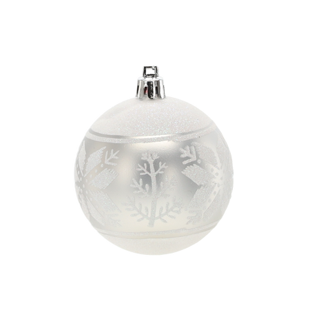 SET OF 6 CHRISTMAS BAUBLES SILVER 7 CM