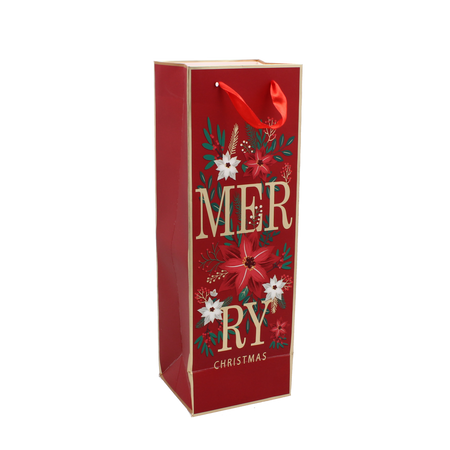 CHRISTMAS WINE GIFT BAG "CHRISTMAS TO YOU" 36 x 12 x 10 CM MIX DESIGNS