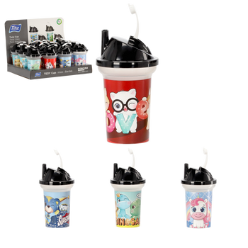 TEDDY CUP WITH STRAW 300ML DISP=12PCS