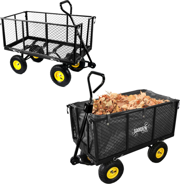 WÓZEK OGRODOWY DWUFUNKCYJNY XL - CZARNY Z PLANDEKĄ *0115