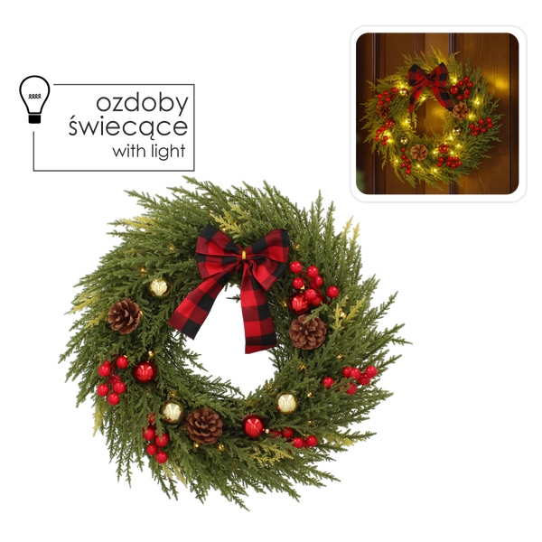 CHRISTMAS WREATH LED 40 CM 40 L GREEN WITH A BOW